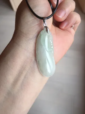 100% natural type A icy watery light purple green blessed melon(福瓜) Jadeite Jade pendant AX144