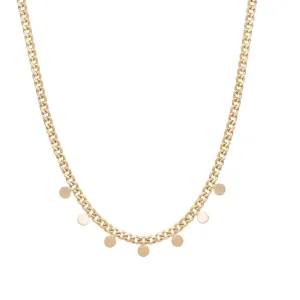 14K GOLD SMALL CURB CHAIN NECKLACE WITH 7 ITTY BIT