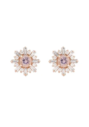 14K Rose Gold Diamond & Morganite Starburst Stud Earrings