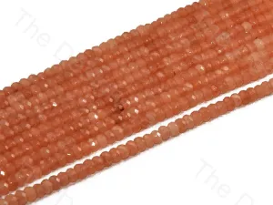 4 mm Coral Orange Rondelle Jade Quartz Stones