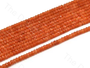 4 mm Dark Orange Rondelle Jade Quartz Stones