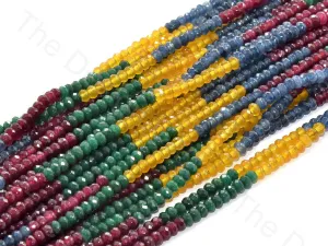 4 mm Multicolour Design 6 Rondelle Jade Quartz Stones