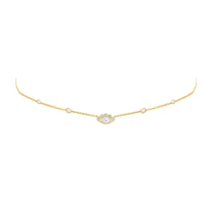 5 Diamond Orbit Bezel Choker with Angel Eye Diamond Center | Ready to Ship