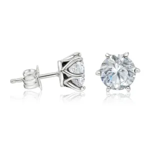 925 Silver White CZ Studs - 7mm Dec Birthstone, Handmade