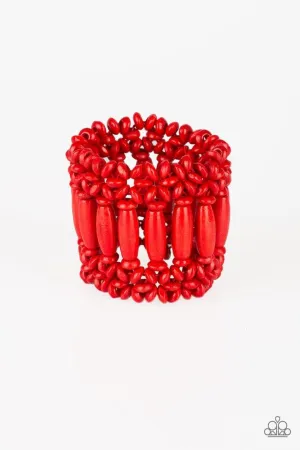 Barbados Beach Club Red Wood Bracelet - Paparazzi Accessories