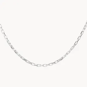 Box Paperclip Chain Necklace in Silver