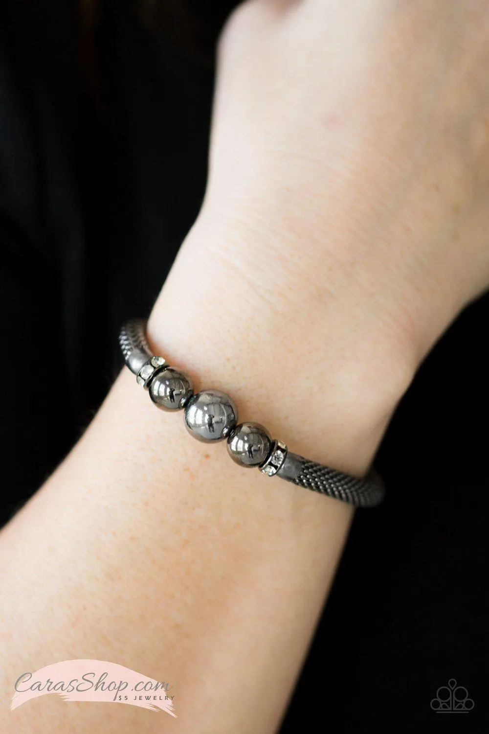 City Campus Gunmetal Stretch Bracelet - Paparazzi Accessories