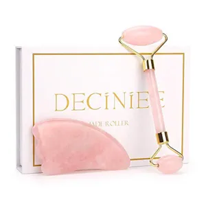 Deciniee Jade Roller & Gual Sha Set - A Real Rose Quartz Roller