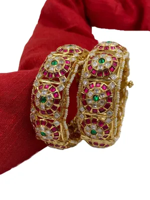 Designer Multi Color Jadau Kundan Bangles For Women