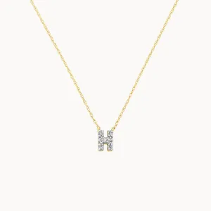 Diamond Letter H Necklace in 10k Gold