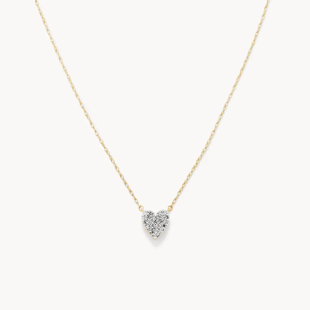 Diamond Pave Heart Necklace in 10k Gold