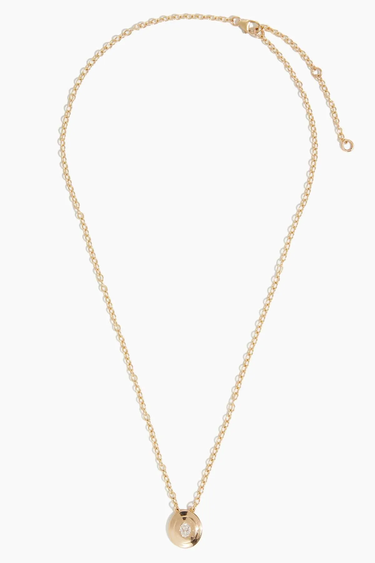 Double Bezel Solitaire Necklace in 14k Yellow Gold