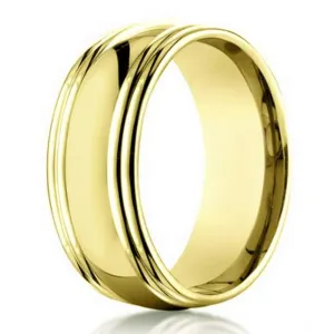 Double Edged 18K Yellow Gold Designer Men's Wedding Ring | 7.5mm