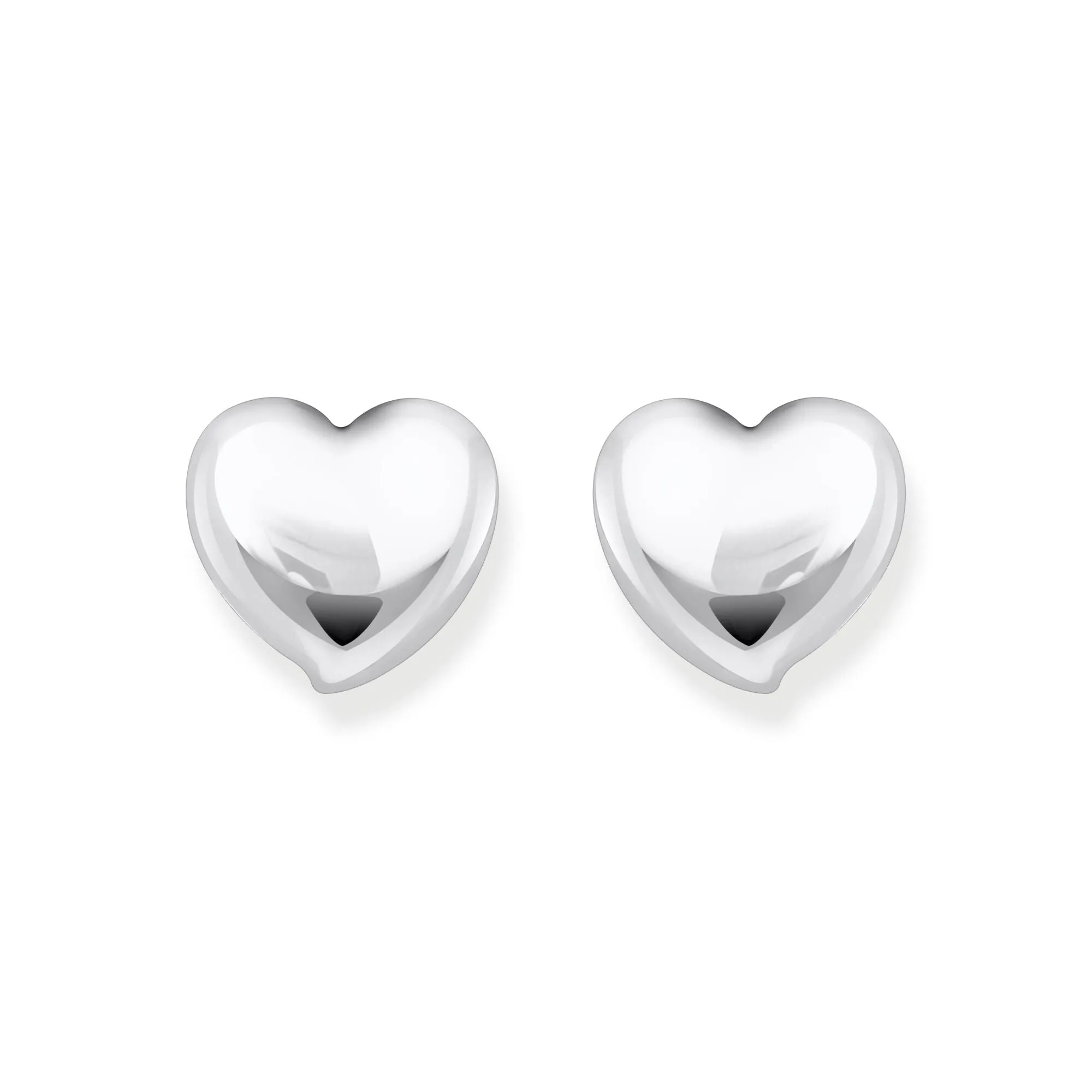 Ear studs in heart-shape silver