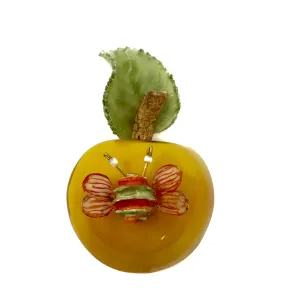 Fabrice Paris Yellow Apple With Colored Bee Brooch Pin