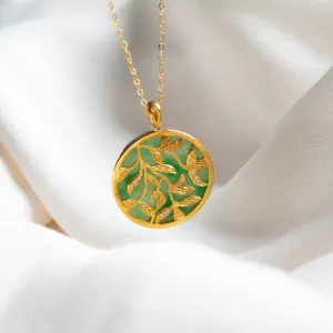 Full Circle Reversible Leaves 18K Gold Pendant