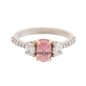 GIA Certified No Heat Padparadscha 3-Stone Ring