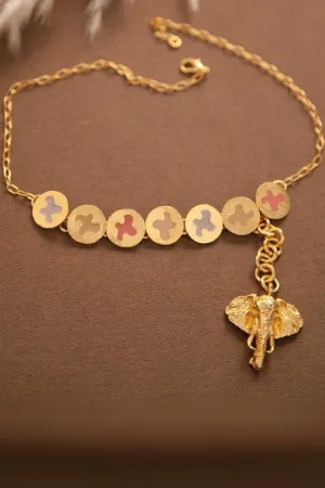 Gold Elephant Charm Chocker Necklace