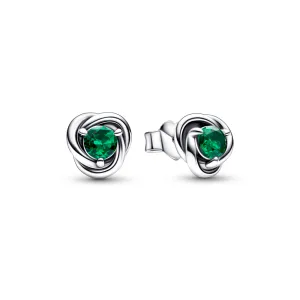 Green Eternity Circle Stud Earrings