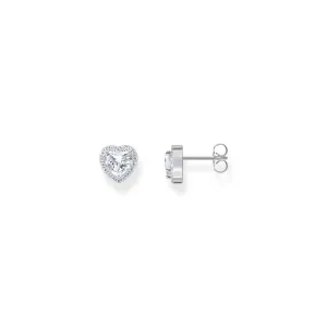 Heart-shaped halo ear studs with zirconia