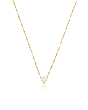 Heart Solitaire Diamond Necklace - 18K Gold Vermeil