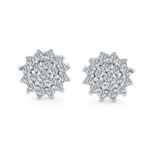 Holiday Party CZ Christmas Flower AAA Cubic Zirconia Snowflake Stud Earrings