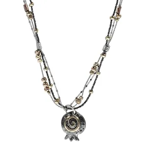 Israeli Dganit Hen Sparkling Multi Chain Pomegranate Spiral Necklace