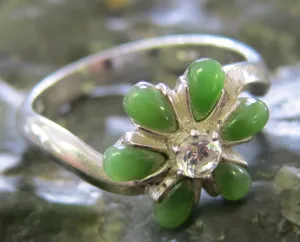 Jade Six Petal Flower Ring