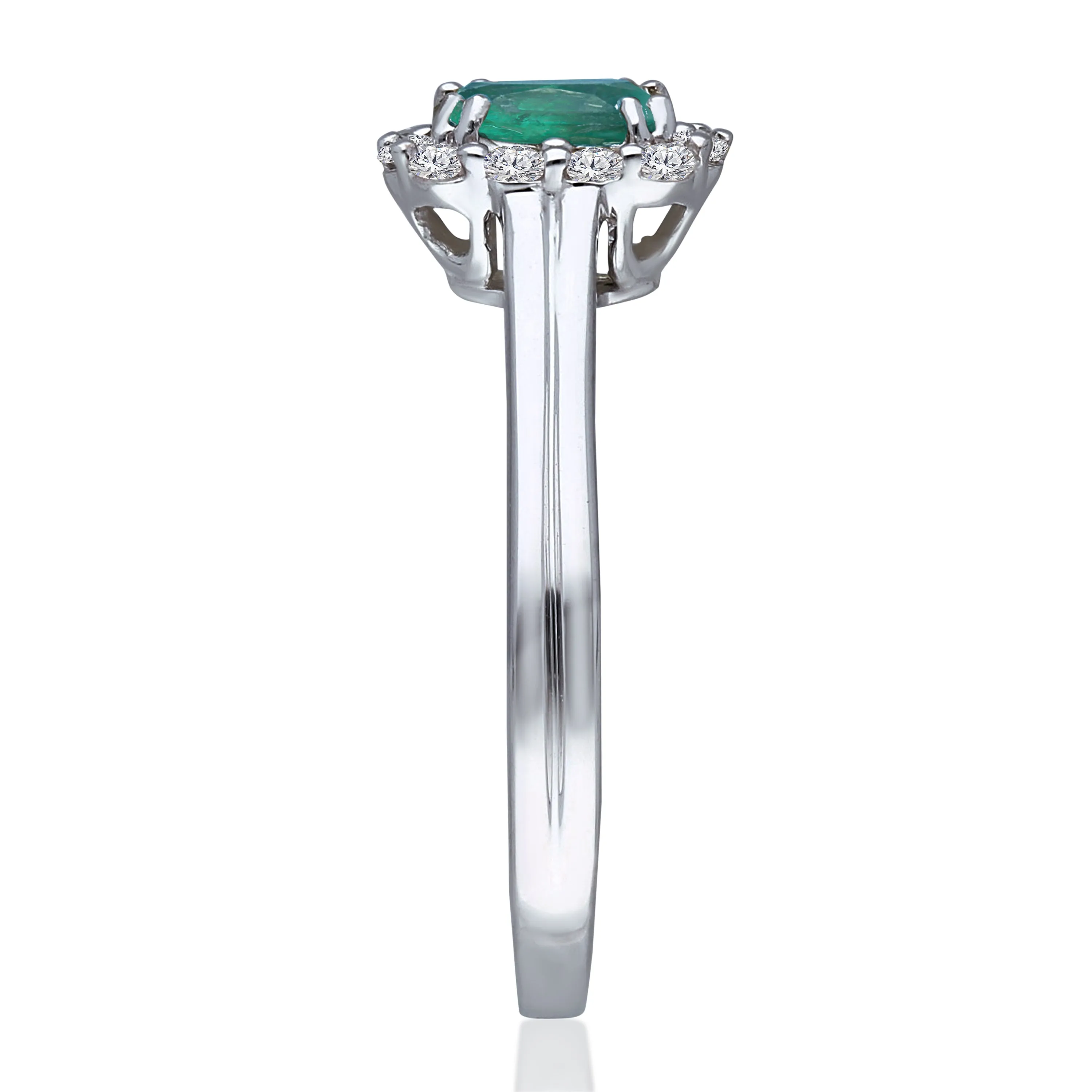 Kallati Heirloom Emerald-Cut Halo Emerald & Diamond Engagement Ring in 14K White Gold