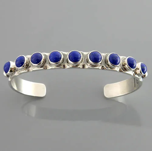 Natural Blue Lapis Lazuli Sterling Silver Cuff Bracelet