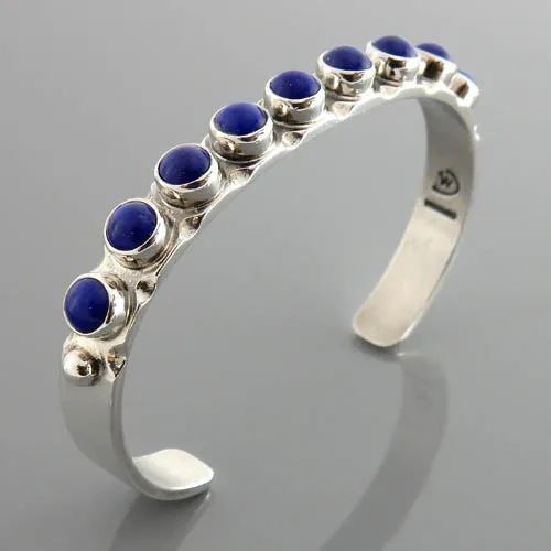 Natural Blue Lapis Lazuli Sterling Silver Cuff Bracelet