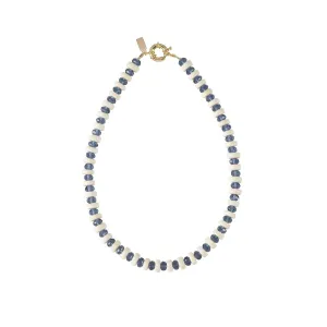 Origins Short Zebra Necklace - IVORY/BLUE