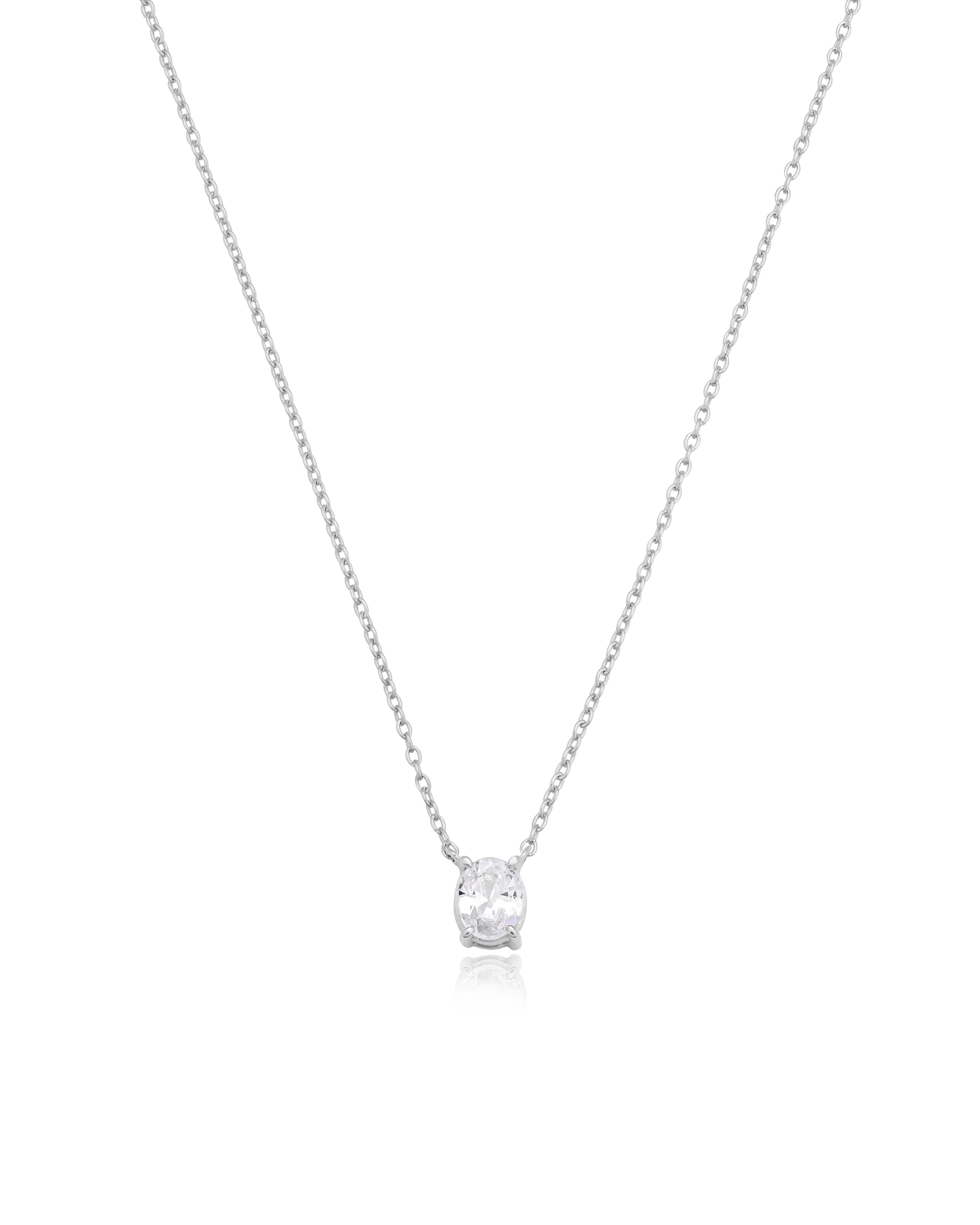 Oval Solitaire Diamond Necklace - 18K Rose Vermeil