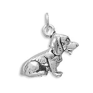 Oxidized Sterling Silver Beagle Charm