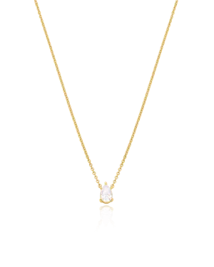 Pear Solitaire Diamond Necklace - 18K Gold Vermeil