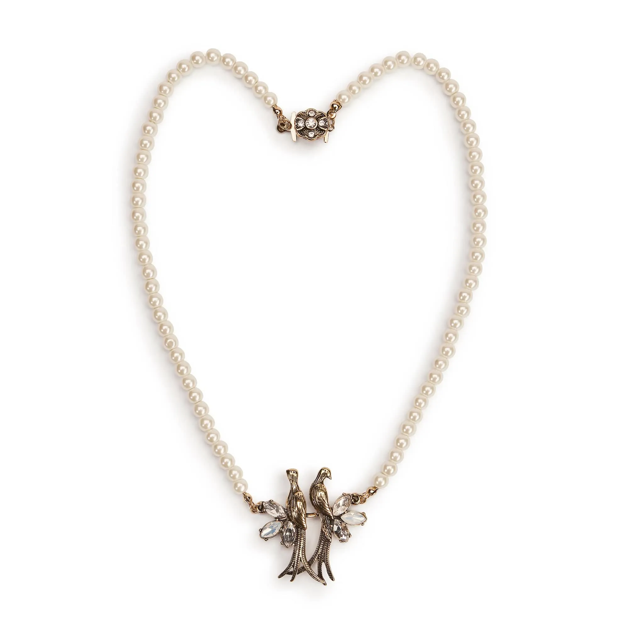 Pearl Love Birds Necklace: Pearl Choker Necklace