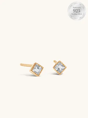 Princess Bezel Stud Earrings