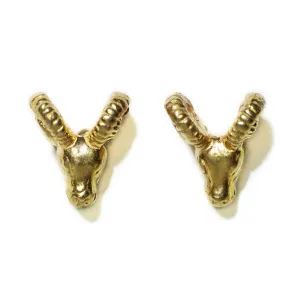 Ram Stud Earrings in 18K Gold Plate