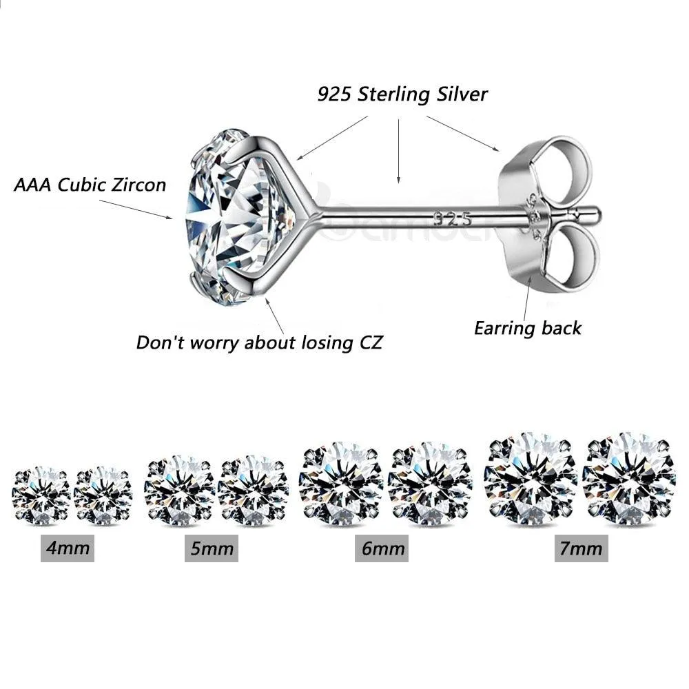 'Round CZ' Cubic Zirconia & Sterling Silver Stud Earrings