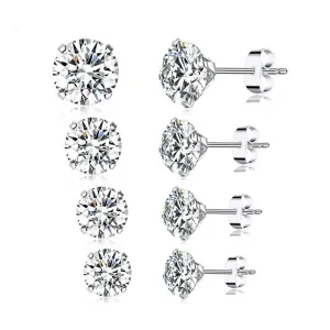 'Round CZ' Cubic Zirconia & Sterling Silver Stud Earrings