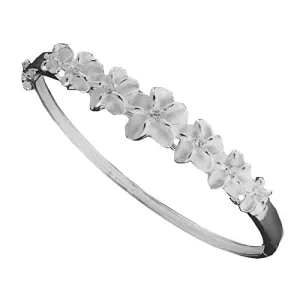 Sterling Silver 7 Plumeria with CZ Open Bangle