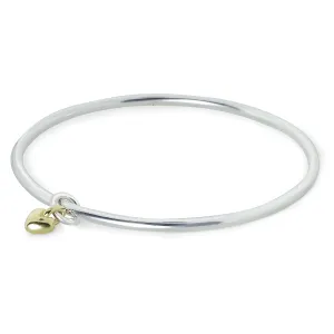 Sweetheart Silver & Gold Heart Charm Bangle